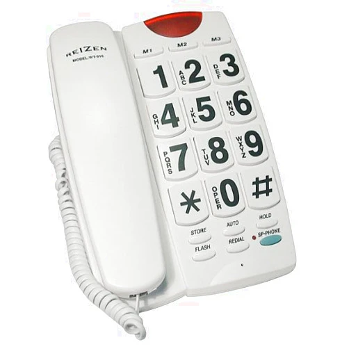 REIZEN Big Button Speaker Phone - White with Black Numbers