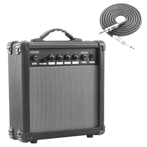 CXLWZ Electric Guitar Amp 20 Watt Amplifier Portable Amp with Headphone Input Gain Powe Including Professional Noise Reduction Cable （Black）