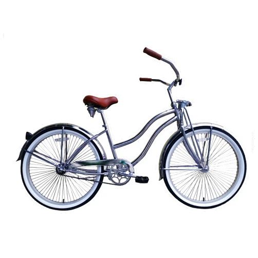 MICARGI Cougar 26-in Retro Beach Cruiser for Adults, Female/Male Style Stretch Cruiser Bike, Single Speed,High Rise Handlebar-Chrome