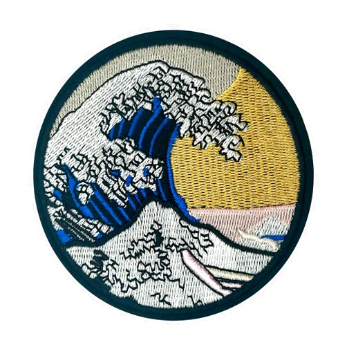 Wikineon Iron On Patch, Japanese The Great Wave Off Kanagawa Applique Patch, Cute Embroidered Badge Iron On/Sew On DIY Clothing Accessories, Perfect for Backpacks Clothes Hats Jeans