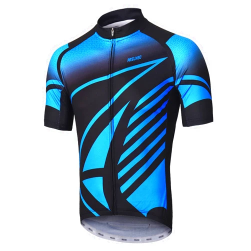 ARSUXEO Men's Cycling Jersey Short Sleeves Mountain Bike Shirt MTB Top Zipper Pockets Reflective