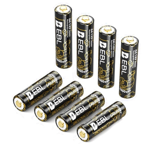 EBL Rechargeable AA Batteries 2800mAh 8 Counts Ni-MH AA Rechargeable Battery (Golden Top New Year-Loong Series)