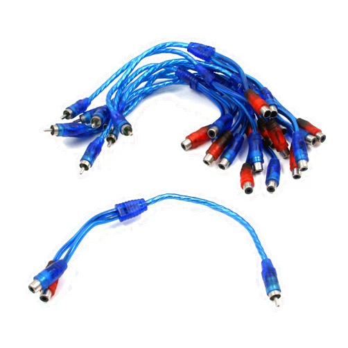 Antrader 10-Pack 1 Male to 2 Female Plugs RCA Y Splitter Cable Car Audio Converter Cord Adapter Wire