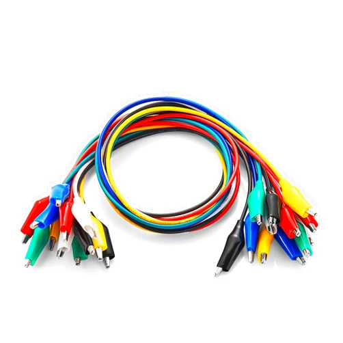 Aielinmk 12PCS Alligator Clips Electrical, 6 Clolors Premium Test Leads Set, 22AWG Flexible Copper Wire for Test Probes, 21.5 Inches Jumping Wires are Soldered and Stamping to The Clips.