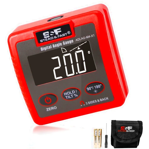 S&F STEAD & FAST Digital Angle Finder Magnetic with 4 Surface Magnets, Large LCD Display Digital Inclinometer, Magnetic Angle Gauge for Table Saw, Woodworking
