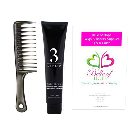 EasiHair, Jon Renau, Belle of Hope Mara Ray Jon Renau Pure Repair Restoring Balm 4oz, Wide Tooth Shampoo Comb and 19 Page Belle of Hope Q & Guide