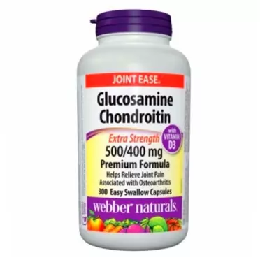 Webber Naturals Glucosamine & Chondroitin, Extra Strength Joint Pain Relief with Vitamin D, 300 caps by Webber Naturals