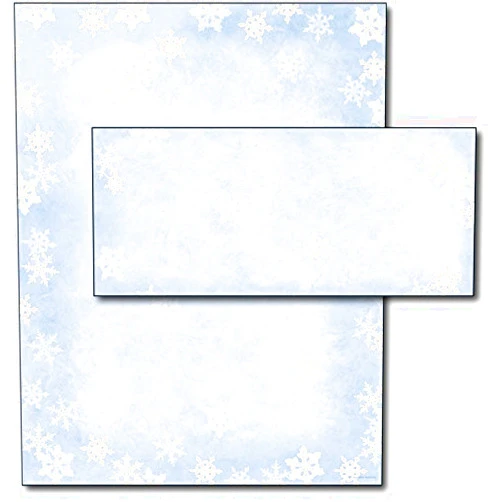 Desktop Publishing Supplies Winter SnowFlakes Letterhead & Envelopes - 40 Sets - Great for Christmas Holiday Letters & Invitations