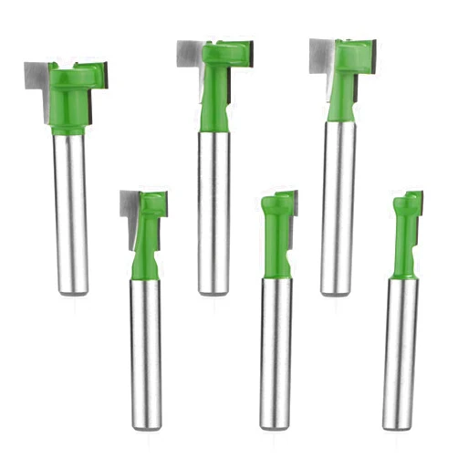 NQEUEPN 6pcs Keyhole Router Bits Set, 1/4in Shank T Slot Cutter Set Router Bits Woodworking T Track Slot Cutter for 1/4 & 5/16 & 3/8 & 9/16 & 1/2 & 5/8 inch Blade Diameter