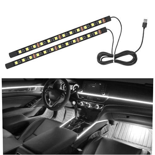 Hirificing Interior Car Light,Car LED Ambient Lighting Strip Light Neon Interior Atmosphere Lights, 12V USB Port Auto Interior Under Dash Floor Ambient Night Light Decorative Lamp (USB+White)