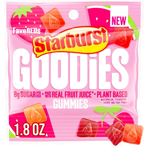 STARBURST GOODIES FaveREDS Plant-Based Fruit Gummy Candy, 1.8 Oz Bag