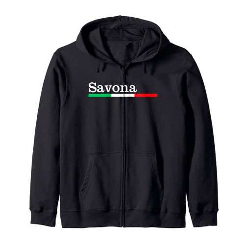 Nome della città Savona maglia Italia Savona Città Italiana Bandiera Italia Maglietta Zip Hoodie