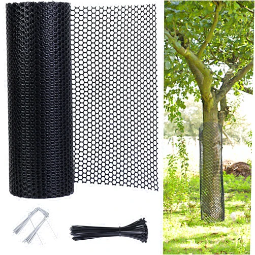 Gydandir 19.6 Ft Mesh Tree Trunk Guard Bark Protectors Flexible Net Tree Guard for Saplings and Fruit Trees Protect from Deer Mowers and Trimmers, Black