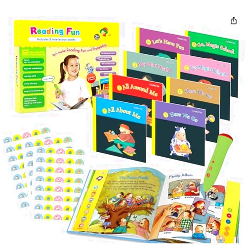 OPHAYA Learn to Read 8 Start Books Educational Toys for Kids Ages 3 4 5 6 7, Interactive Reading Book and 16GB Pen Set for Early Reading Success,Sight Word Phonics Practice for Preschool(Red Pen)