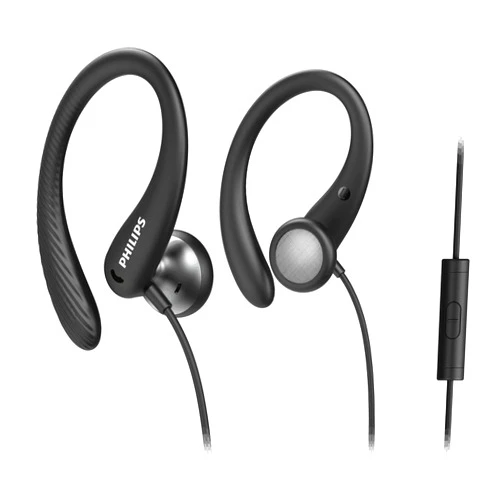 PHILIPS A1105 Wired Headphones,In-Ear Headphones with Open Acoustics Design,Deep Bass,15mm drivers,Quality Sound,Secure Ear-Hook Design,Comfort Fit,IPX2 Sweat-Resistant,3.5mm Connector,1.2m cord,Black