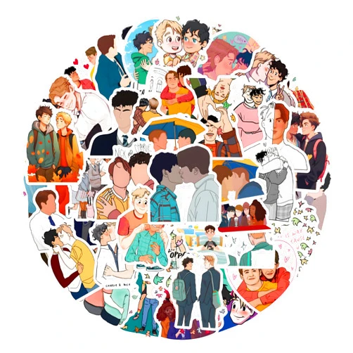 PENJAO 55Pcs Heartstopper Stickers, BL Comics Vinyl Skateboard Guitar Door for Teens Girls Kids Laptop Luggage Car Bike Birthday Party Supplies Stickers, White (Heartstoppe)