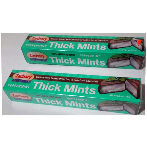 Zachary 2 Pack ZACHARY Peppermint Thick Mints, Creamy Mint Center in Rich Dark Chocolate - 6.1 OZ
