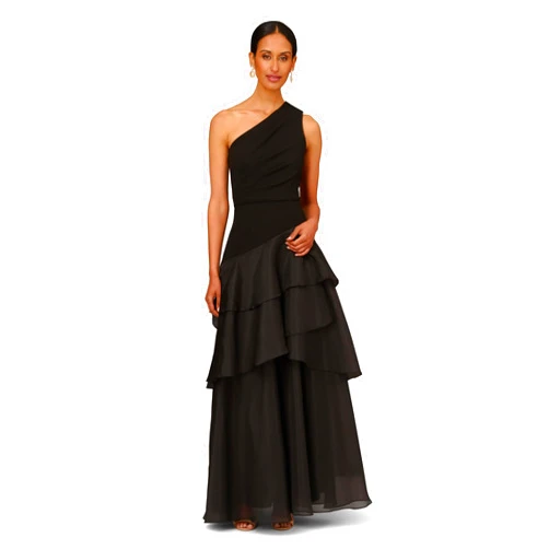 Aidan Mattox by Adrianna Papell Aidan Mattox Women's One Shoulder Tiered Gown
