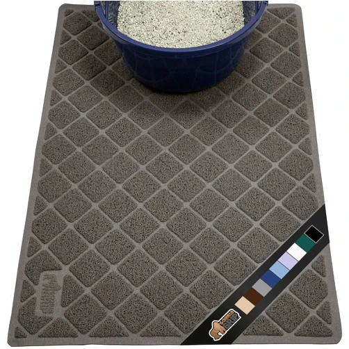 Gorilla Grip The Original Gorilla Grip Water Resistant Cat Litter Box Trapping Mat, Easy Clean, Textured Backing, Traps Mess, Cleaner Floors, Less Waste, Stays in Place for Cats, Soft on Paws, 24x17 Charcoal