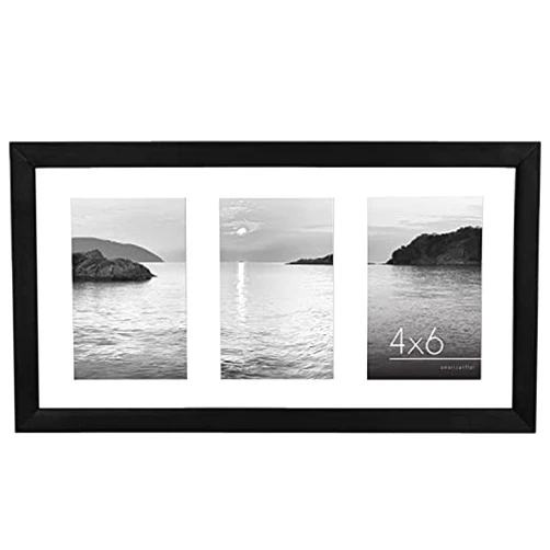 Americanflat 8x16 Collage Picture Frame with Shatter-Resistant Glass - Fits Three 4x6 Photos or One 8x16 Picture - Signature Collection - Photo Frame for Tabletop and Wall Display - Black