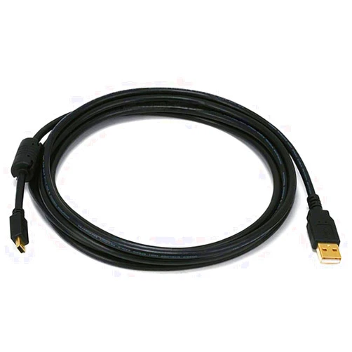 Monoprice USB 2.0 Type-A Male to Mini-B 5pin Male Cable - with Ferrite Core, Gold Plated, 28/24AWG, 6 Feet, Black