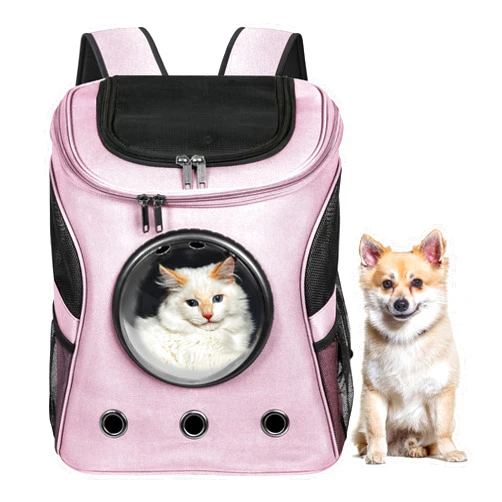 Neatki Cat Backpack Carrier, Airline Approved, Space Capsule Bubble Design, Carrier for Cats & Dogs up to 28-35 lbs, with Strong Straps, Safety Zippers, Mesh, Comfortable for Hiking & Travel (Pink)