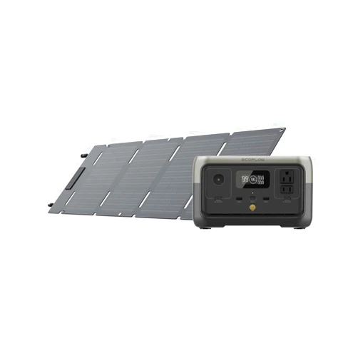 EF ECOFLOW Portable Power Station RIVER 2 with 45W Solar Panel, 256Wh LiFePO4 Battery/ 1 Hour Fast Charging, Up to 600W Output, Solar Generator for Outdoor Camping/RVs/Home Use