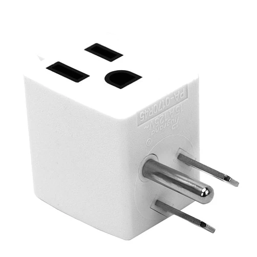 DEALTUS USA 3-Prong Male-Female Right AngledAdapter,90 Degree Angled USA Male Female Power adapter, 5-15P to 5-15R Direction Changer Space Save Adapter White
