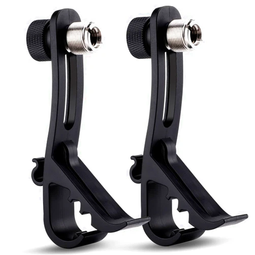 Facmogu 2PCS Drum Microphone Clip, Adjustable Mic Mount Clamp Holder Mic Securing Clip, Shockproof Drum Mounts for Musical Instrument Supplies, Microphone Drum Mount for Professional Drum Recording