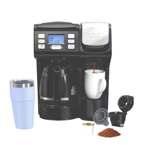 Hamilton Beach FlexBrew Trio 2-Way Coffee Maker, Compatible with K-Cup Pods or Grounds, Combo, Single Serve & Full 12c Pot, Black - Fast Brewing (49902)