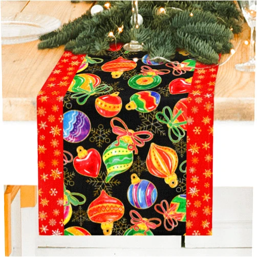GUYUEHU Christmas Table Runner for Home Decoration, Christmas Decor Seasonal Xmas Winter Table Decoration for Kitchen Dining Holiday Party 72 Inch Long (Christmas Ball, 13×72)