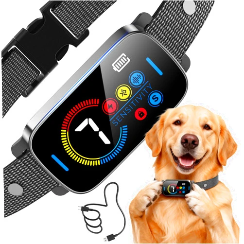 SLAYKAM Ultrasonic Bark Collar for Large Medium Small Dogs, Humane No Bark Collar with Beep & Vibration, Smart Barking Collar with 7 Adjustable Sensitivity Levels, Rechargeable Bark Collar for Dogs,Waterproof