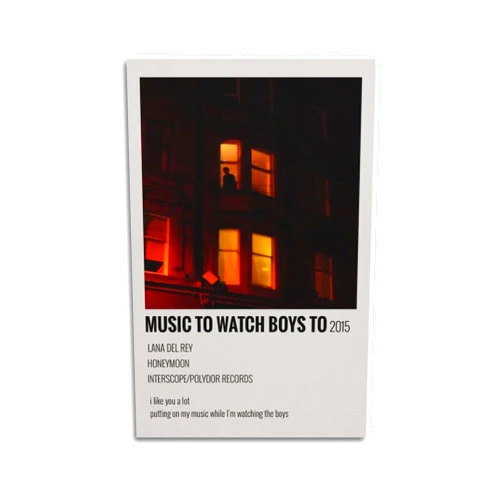 FOUROGPRINT Lana Del Rey Music to Watch Boys To 2015 Art And Lyric Print Posters Aesthetic Canvas Posters Room Bedroom Decorative Decor Wall Art Office Home Decor 08x12inch(20x30cm) Unframe-style