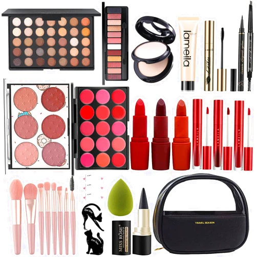 MISS ROSE M All In One Full Makeup Kit,Multipurpose Women's Makeup Sets,Beginners and Professionals Alike,Easy to Carry (Black)