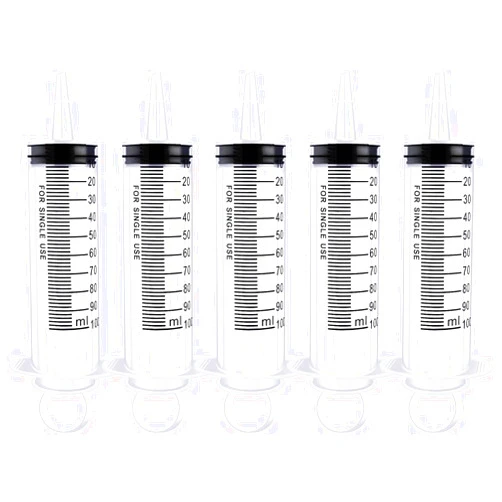 Gufastore 8 Pack 100ml Plastic Syringe for Scientific Labs, Dispensing, Measuring, Watering, Refilling, Multiple Uses