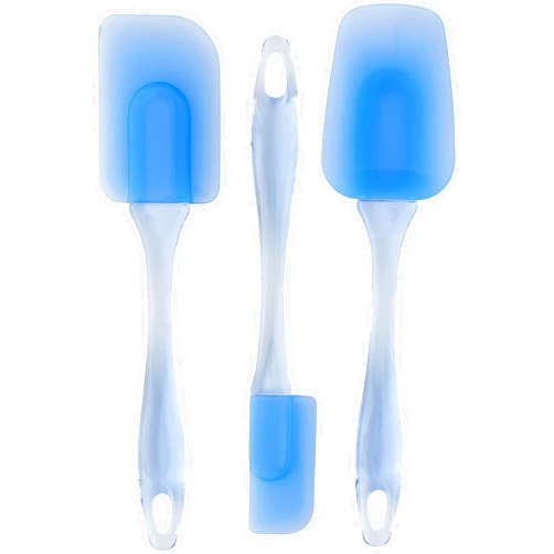 Wilton Easy Flex Silicone Spatula Set - Your Versatile Tools for Mixing, Folding, Scraping, Cooking, Frosting and Serving, Blue, 3-Piece