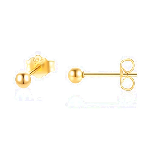 Renkovte Small Ball Stud Earrings for Women,Dainty Ball Earrings for Cartilage Helix Tragus Earlobe Piercing for Men Hypoallergenic (4mm Ball, Gold)