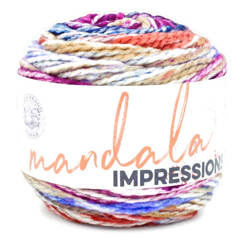 Lion Brand Yarn Mandala Impressions, Bulky Yarn, Very Berry, 1 Pack