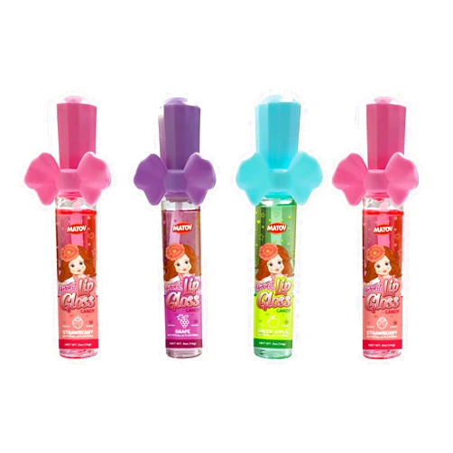 Dee Best Yael Lip Gloss Candy 4 ct - Strawberry, Grape & Apple Flavors – Fun Novelty Candy for Kids Party Favors, Goodie Bags, & Novelty Gifts - Kosher
