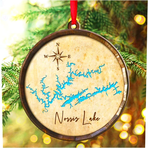 RoyKindsIII Customizable Lake Map Christmas Ornament, 2-Sided Acrylic Tree Decoration, Keepsake, Christmas Tree Decorations (Norris Lake)