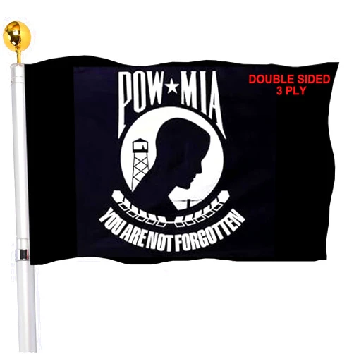 SUJEB Pow Mia Flag 3x5 Outdoor Double Sided Heavy Duty 3 Ply Military Pow Veteran Flags Double Stitching For Home Company Indoor Outdoor Outside