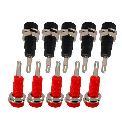 BQLZR 2mm Step Type Multimeter Detect Probe Binding Post Banana Jack Socket Panel Mount Pack of 10