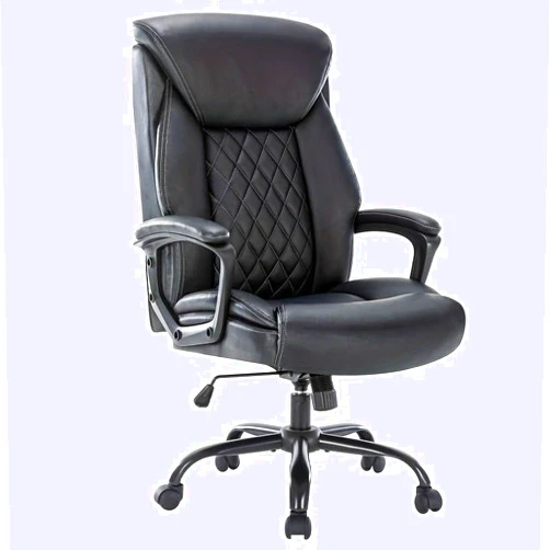 OCACA Office Chair - Administrative Office Chair with Fixed armrests - Ergonomic Office Chair with high Back -with Wheels - Leather Office Chair, Gaming Armchair, Comfortable Furniture, Black