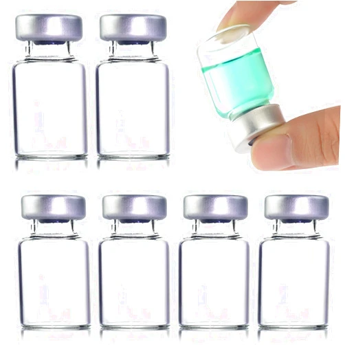 Knixxo 10 Pack 5ml Sealed Sample Vials, Transparent Glass Vials with Self Healing Injection Port(10, 5ML)
