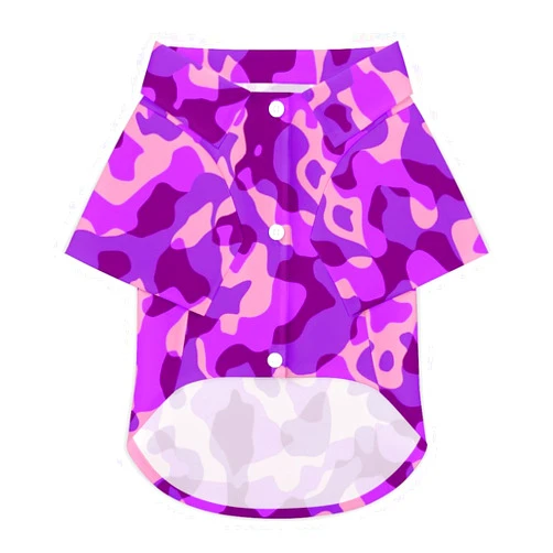 QPANDTDNK Pink and Purple Camouflage Pattern Pet T-Shirts - Pet Button-Down Shirts - Cool and Breathable Pet Clothes - Suitable for Dogs and Cats M