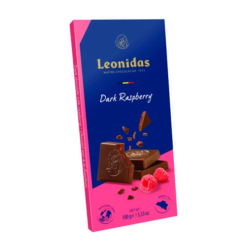 GONDMAX Leonidas Belgian Chocolates - Dark Rasberry chocolate Bars 54% cocoa - 100 gr