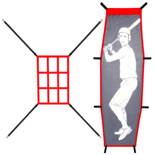 Gsbomzap 2PCS Baseball Softball Pitching Target & Dummy Batter, Adjustable Baseball Pitching Net Training Aids 9 Hole Strike Zone Attachment, Baseball & Softball Practice Net for Hitting Accuracy
