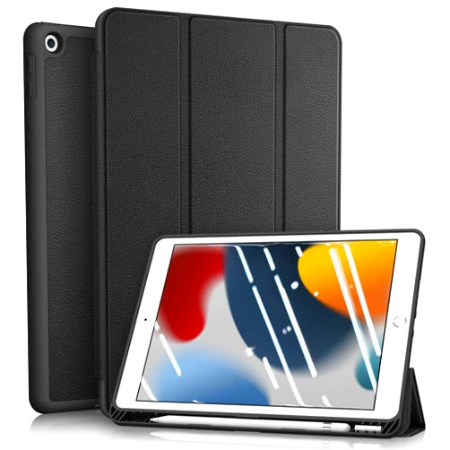 Fintie SlimShell Case for iPad 9th / 8th / 7th Generation (2021/2020/2019 Model) 10.2 Inch - [Built-in Pencil Holder] Soft TPU Protective Stand Back Cover, Auto Wake/Sleep, Black