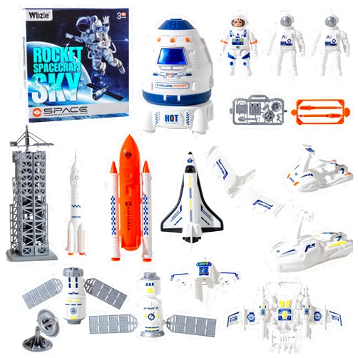 Wbzle Space Toys for Kids, Space Capsule Toys Set with Light and Sound, Space Shuttle Toys Rocket Toy, Stem Toys with Aircraft, Space Rover, Astronauts, Satellites, Signal Receiver