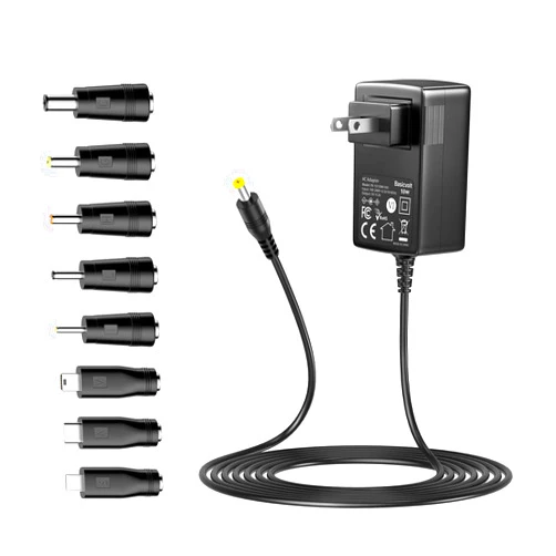 Basicvolt 5V 2A 1A Power Supply Universal AC Adapter, DC 5Volt 1.5A 1.2A 0.5A Replacement Power Cord for Record Players Tablet Speaker Router and More 5Vdc Electronics - with USB C, Micro USB Tips